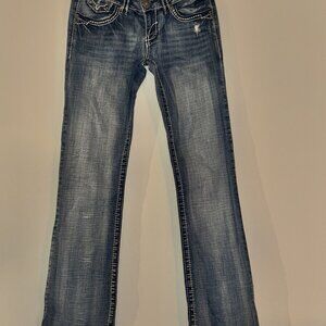 Y2K Distressed Flare Jeans with Studded Pockets - Vintage 2000s Vibes